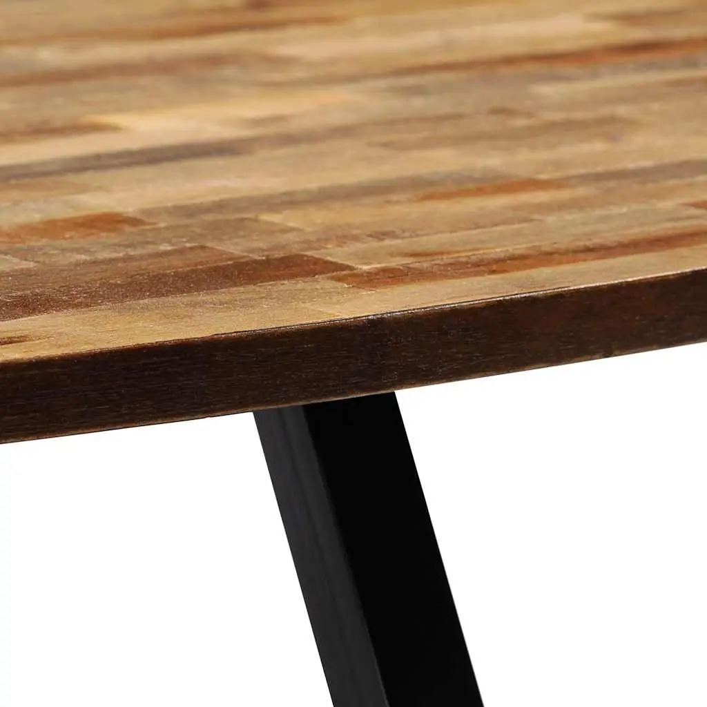 Reclaimed Teak Oval Coffee Table 120cm Solid Wood with Steel Legs Natural Finish Living Room Accent Furniture