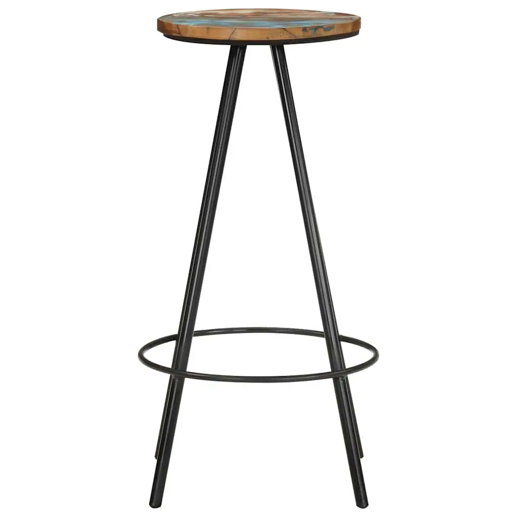 4 Piece Set Brown Bar Stools Industrial Style Solid Wood Construction
