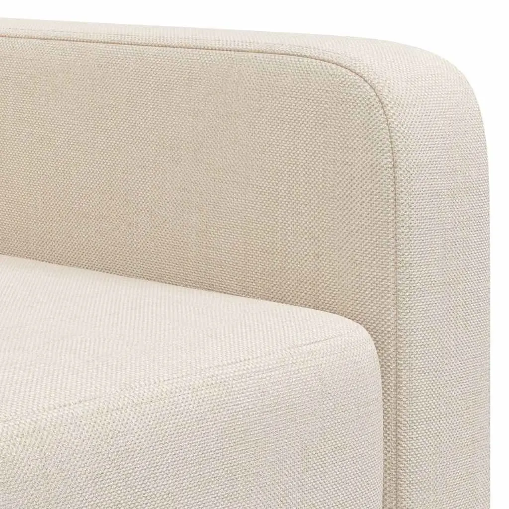 Armchair White Polyester Fabric Foam Padded Wooden Frame
