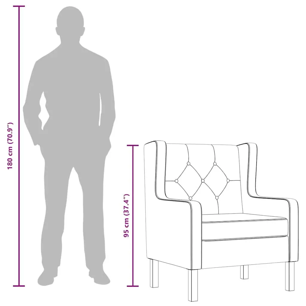 Armchair White Polyester Fabric Foam Padded Wooden Frame