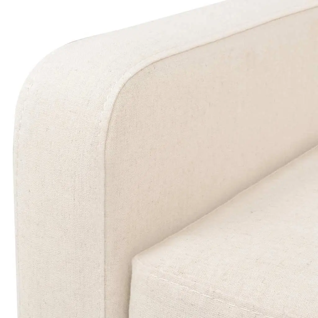 2-Seater Sofa Upholstered Polyester Foam Padded Solid Wooden Frame Cream White