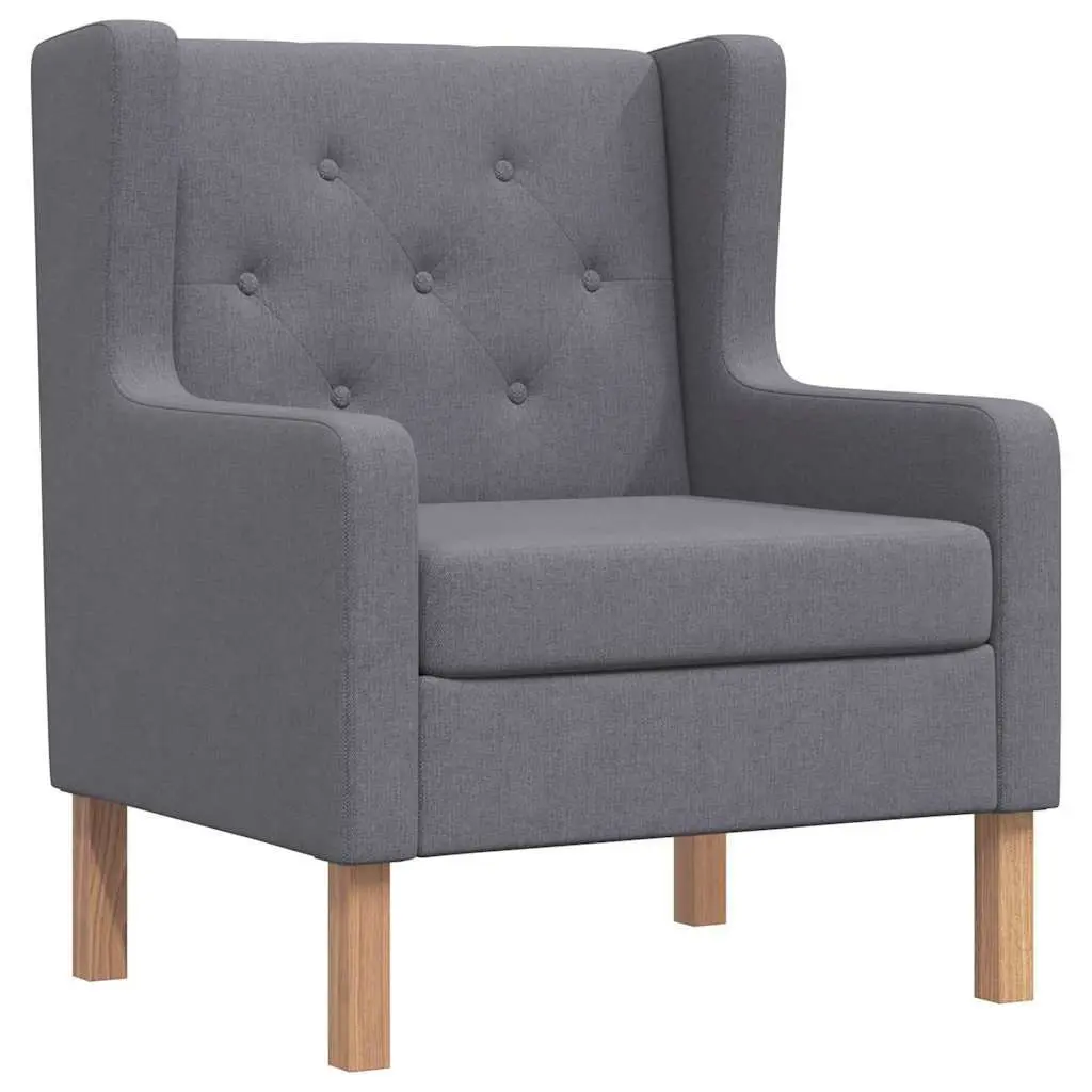 Armchair Grey Upholstered Comfortable Lounge Seating Wooden Frame Easy Assembly