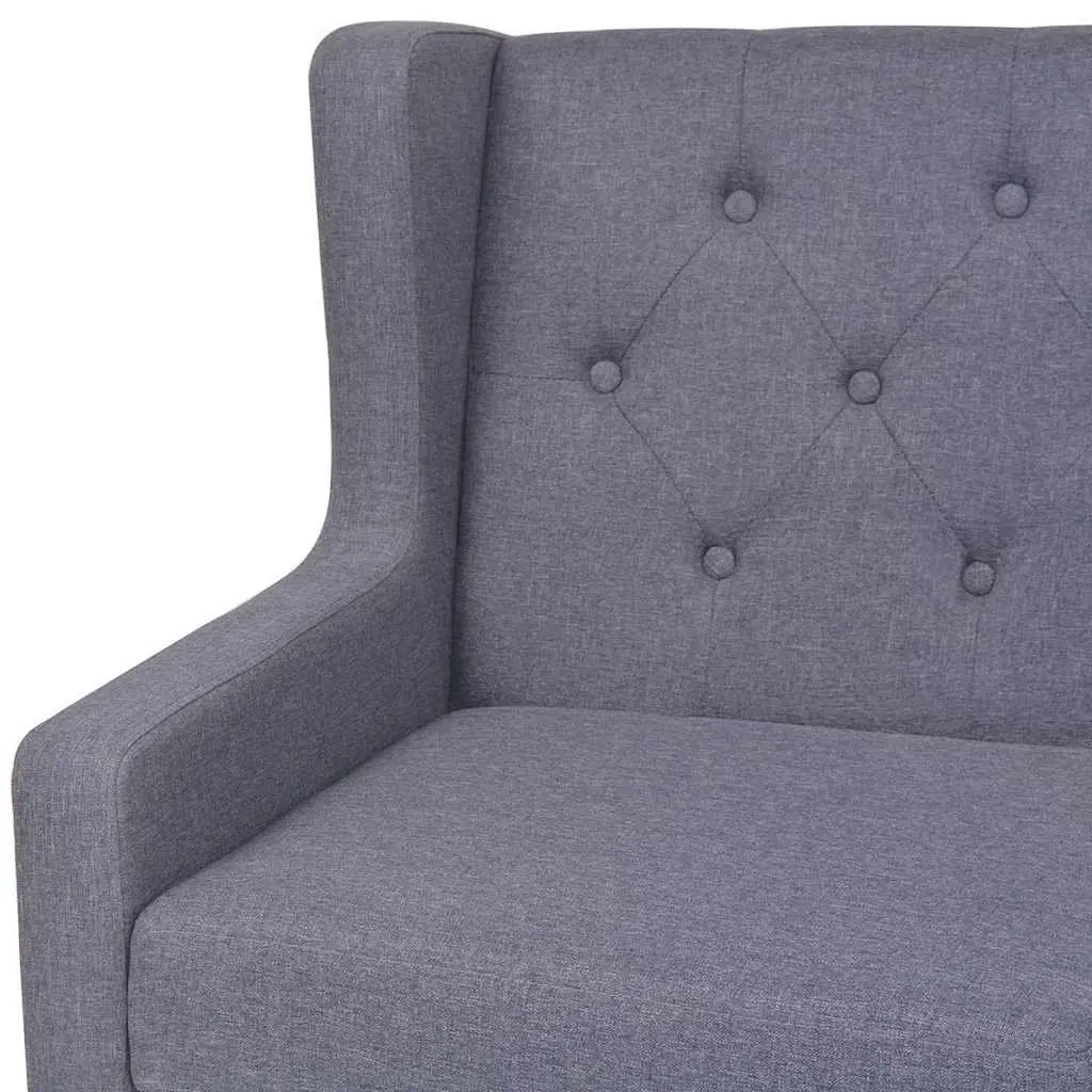 2-Seater Sofa Polyester Fabric Foam Padded Grey