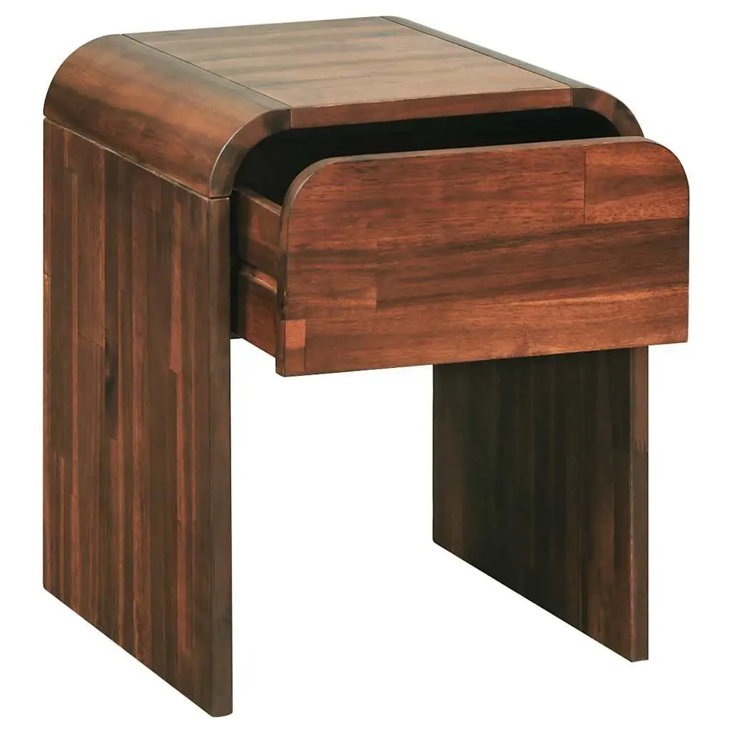 Bedside Table Nightstand with Drawer Brown Solid Wood Bedroom Storage Cabinet