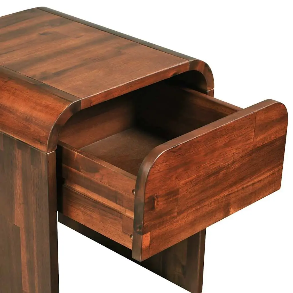 Bedside Table Nightstand with Drawer Brown Solid Wood Bedroom Storage Cabinet