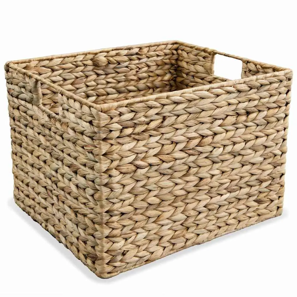 Storage Basket Set 3 Pieces Water Hyacinth Brown Woven Household Organizer