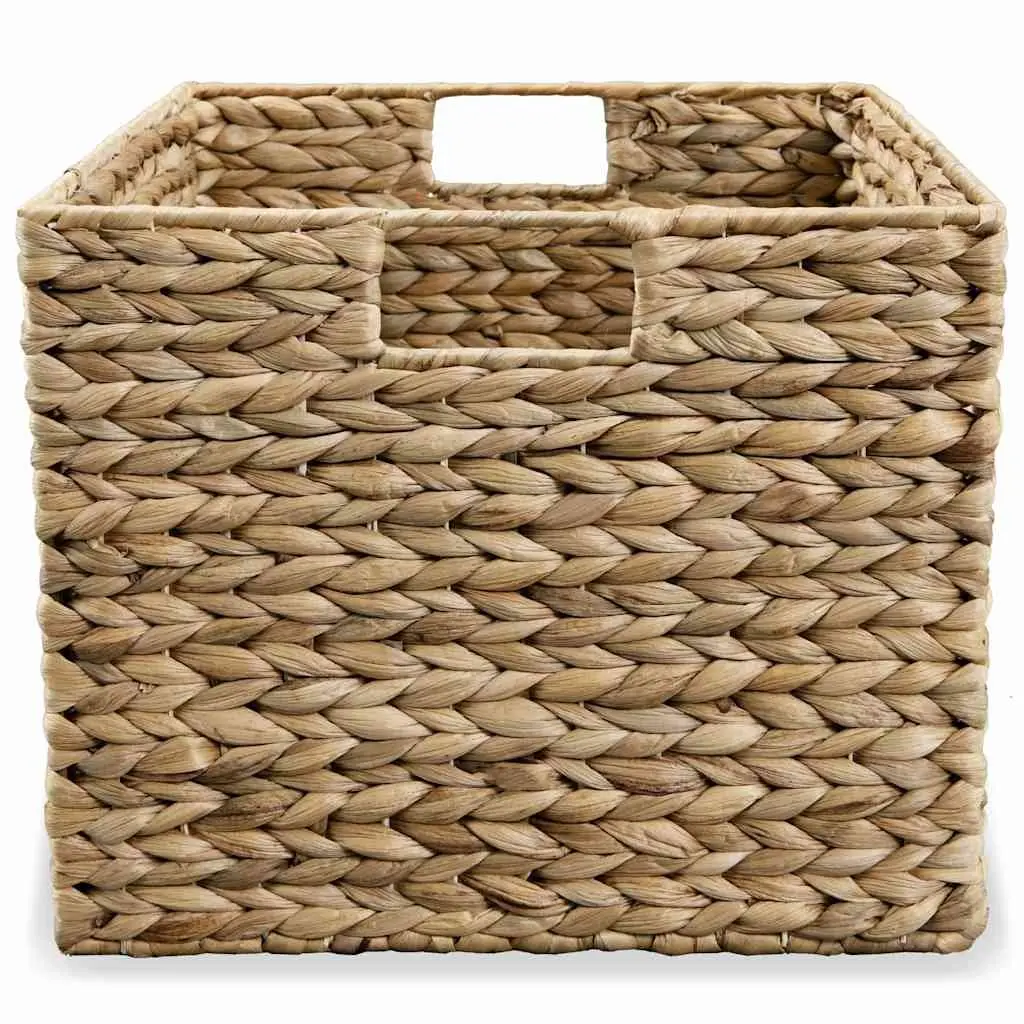 Storage Basket Set 3 Pieces Water Hyacinth Brown Woven Household Organizer