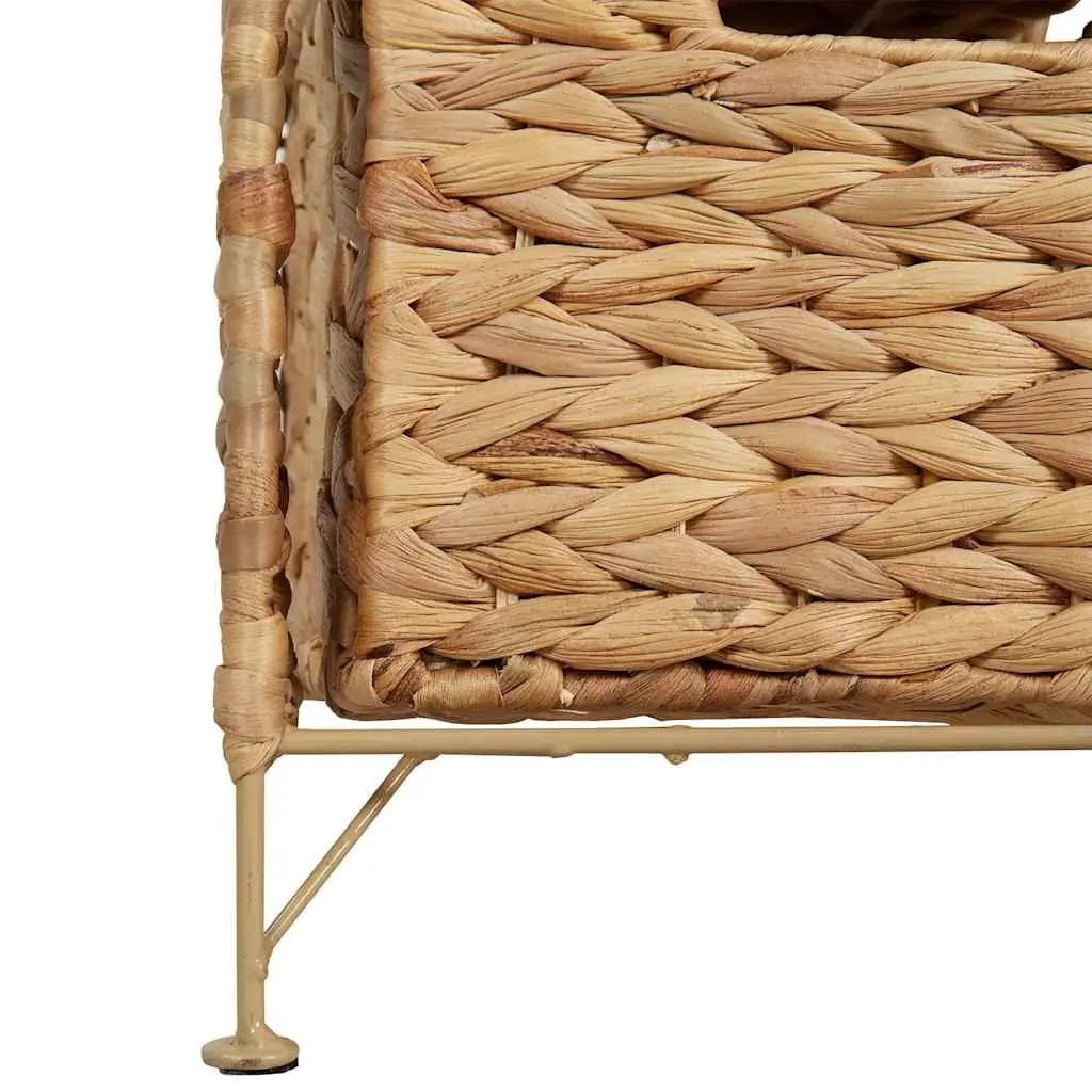 Storage Cabinet Metal Frame 6 Drawer Woven Water Hyacinth Brown