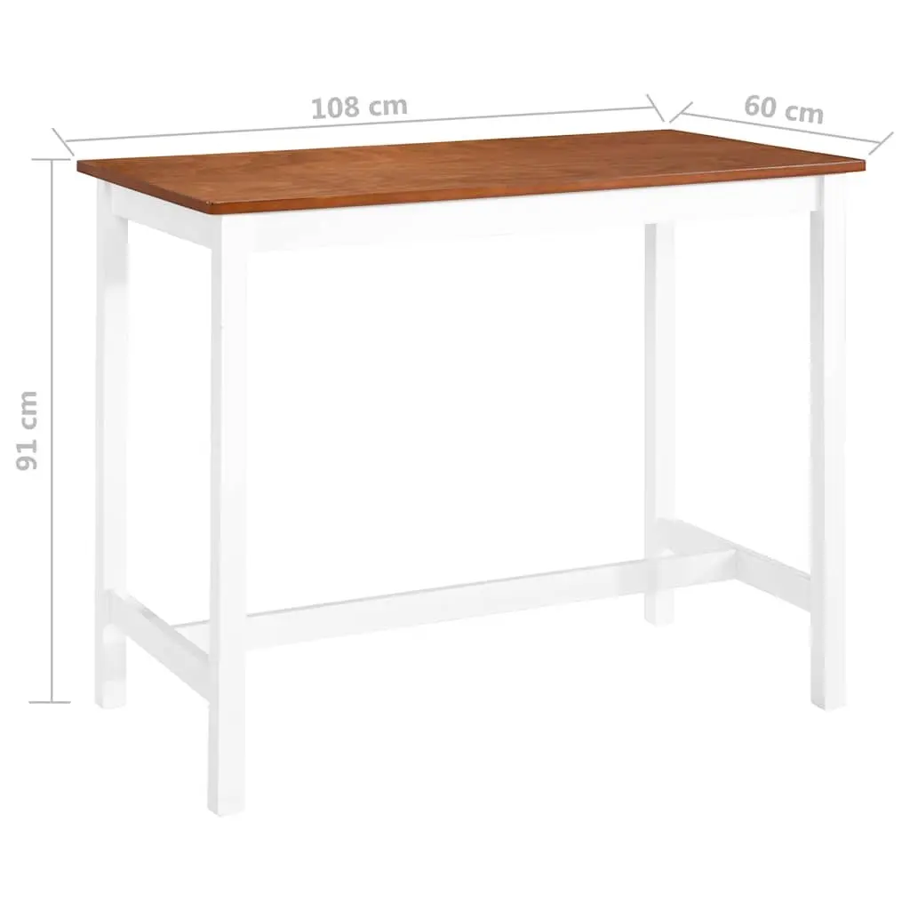 Bar Table and Stool Set MDF and Solid Wood 3 Piece Brown