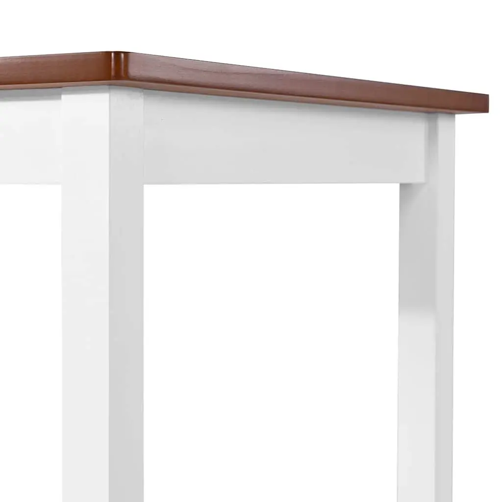Bar Table and Stool Set MDF and Solid Wood 3 Piece Brown