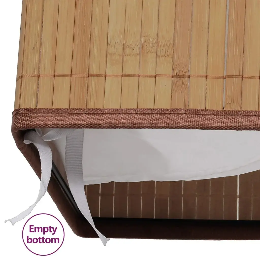Bamboo Rectangular Laundry Bin with Removable Polyester Liner and Handles Brown