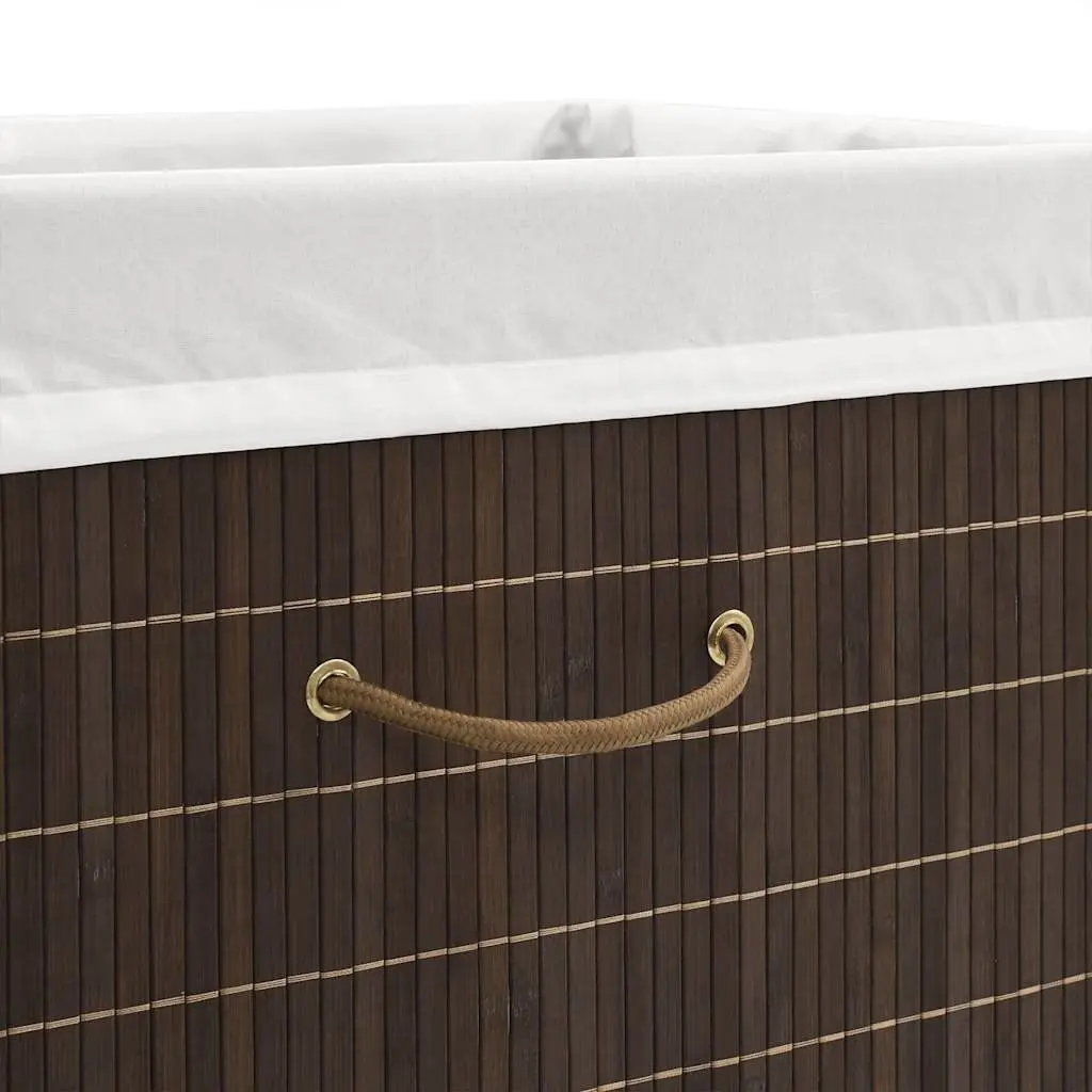 Bamboo Rectangular Brown Laundry Bin with Removable Liner and Handles for Organizing Clothes