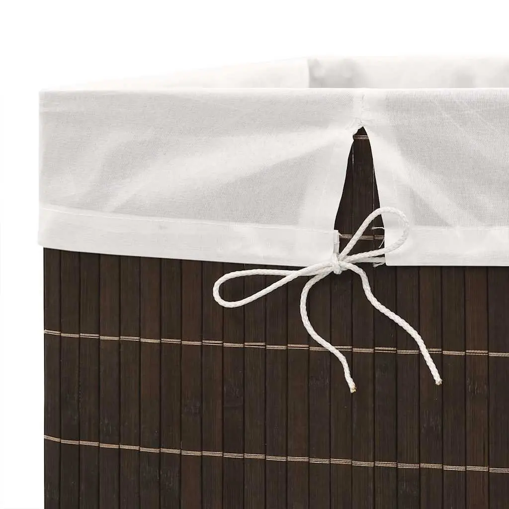 Bamboo Rectangular Brown Laundry Bin with Removable Liner and Handles for Organizing Clothes