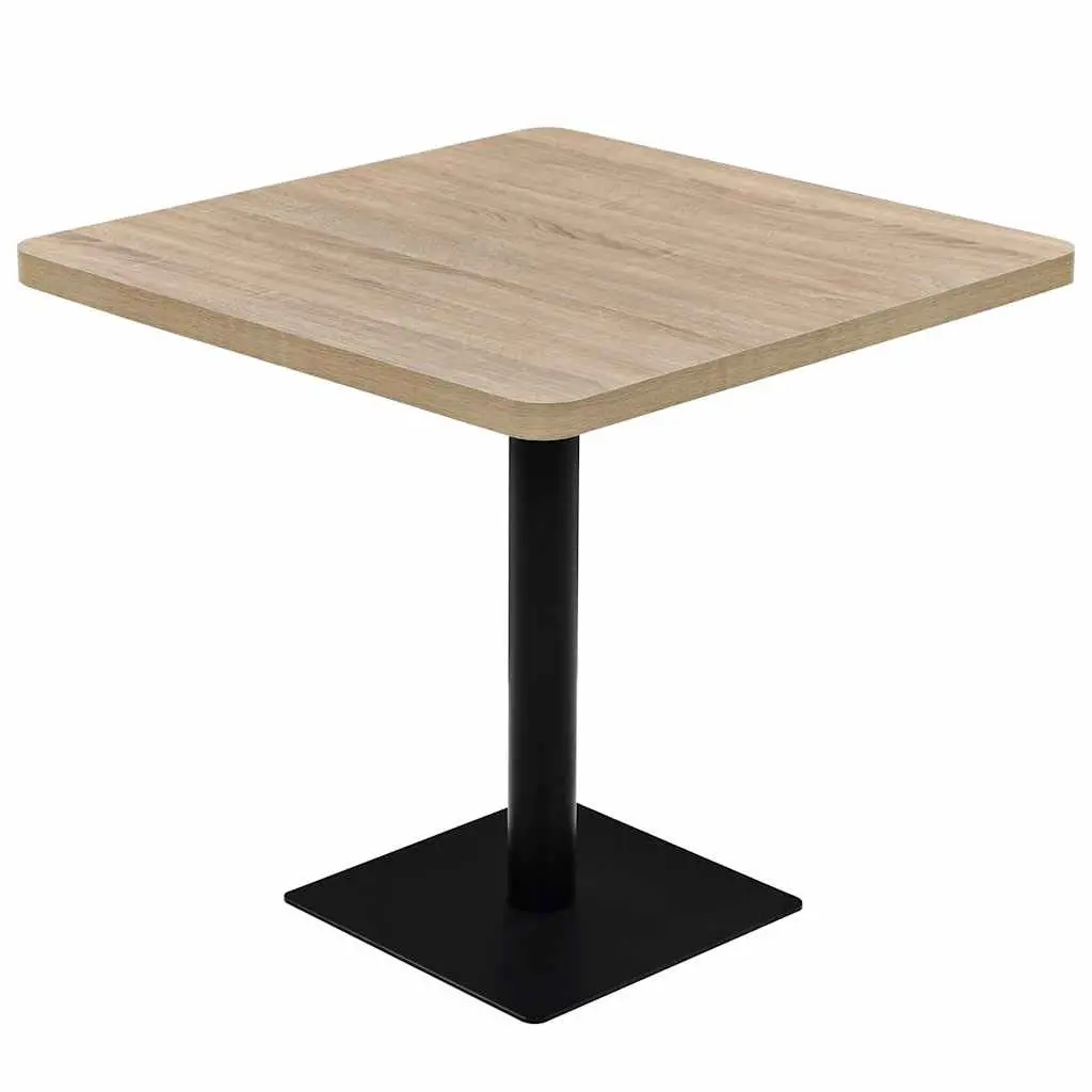 Bistro Dining Table Square MDF Grain Top Steel Base 80x80cm Beige