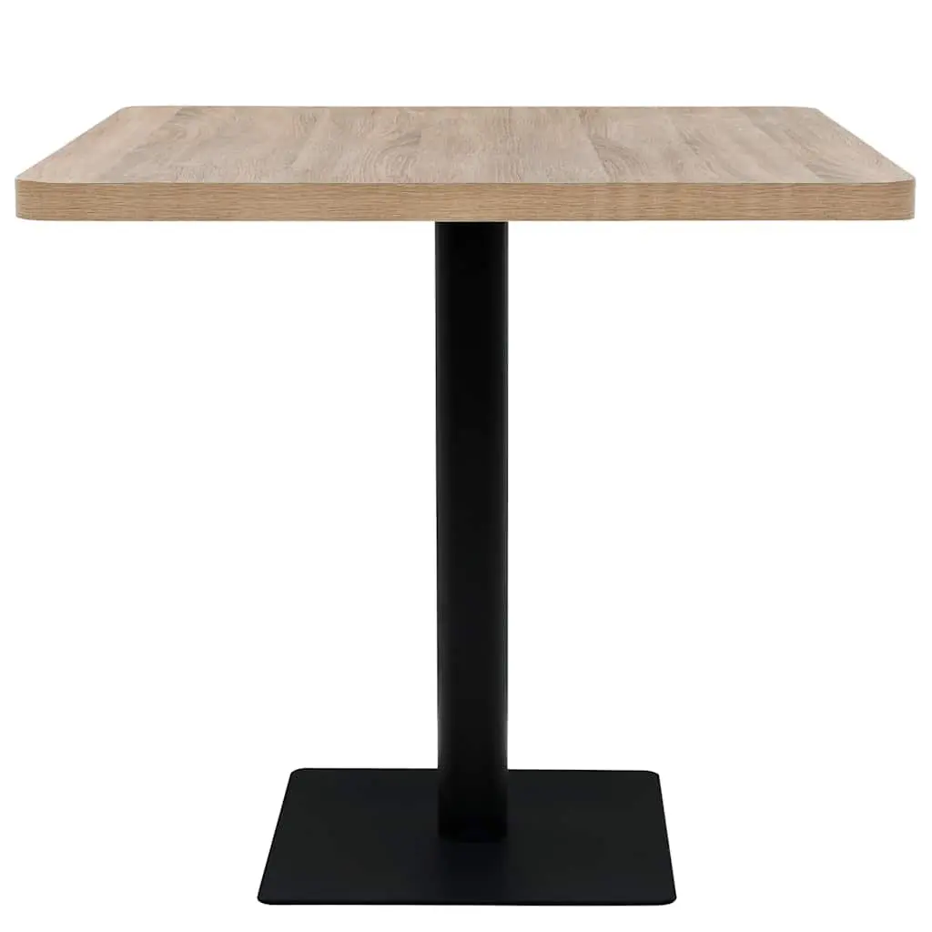Bistro Dining Table Square MDF Grain Top Steel Base 80x80cm Beige