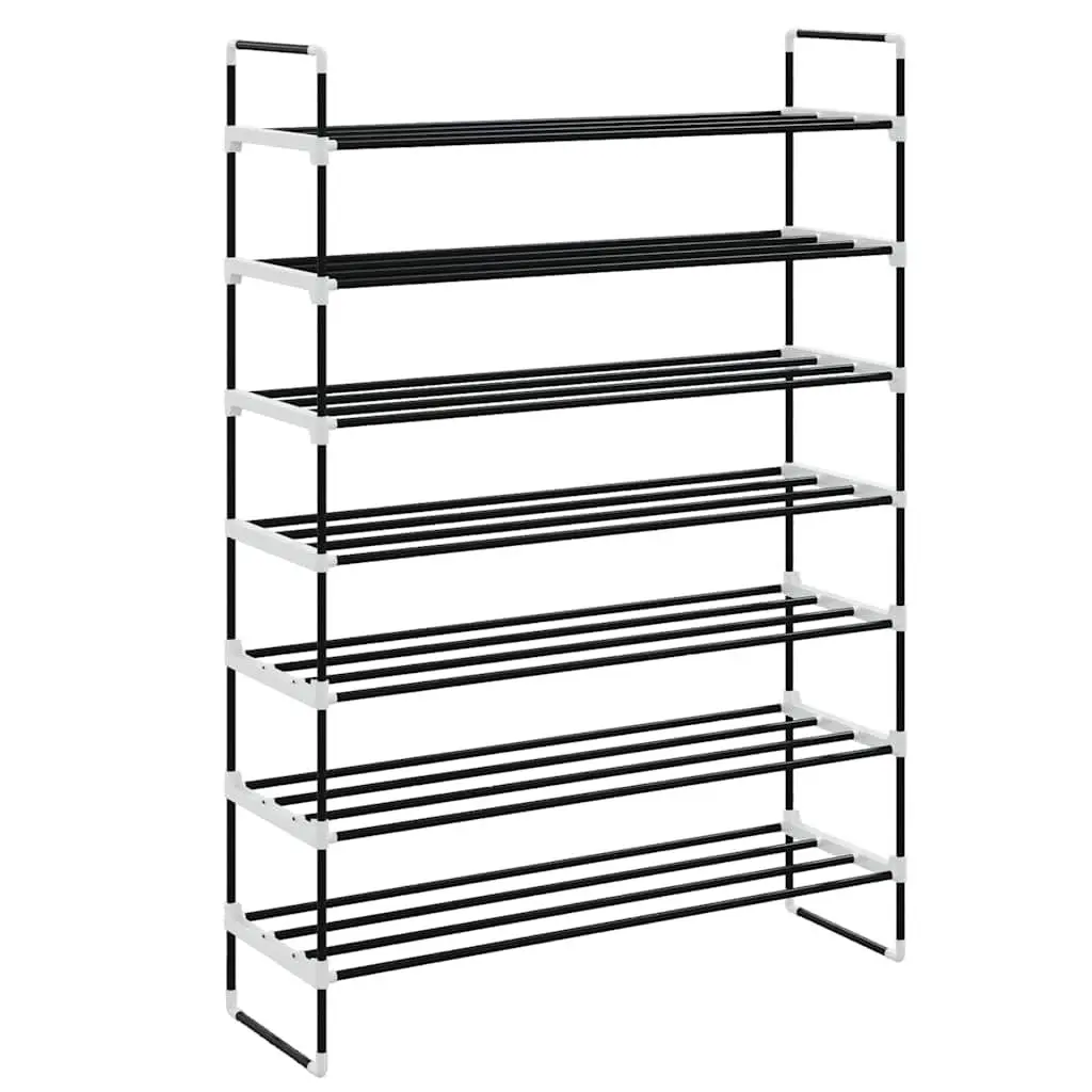 Shoe Rack with 7 Shelves Metal Frame Storage Organiser Black Lightweight Sturdy