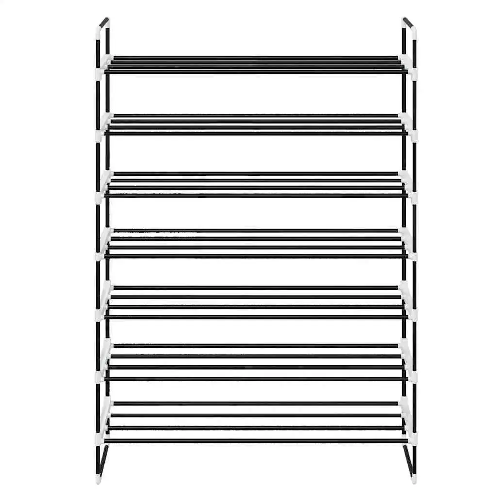 Shoe Rack with 7 Shelves Metal Frame Storage Organiser Black Lightweight Sturdy