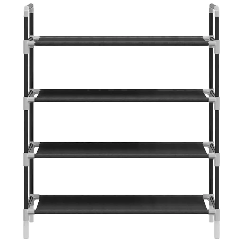 Shoe Rack Metal Frame 4 Shelf Non-woven Fabric Black