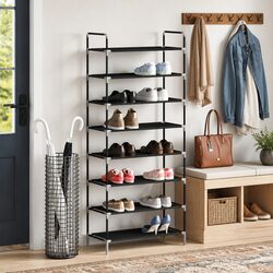 Practical Black Shoe Storage Rack with 8 Shelves