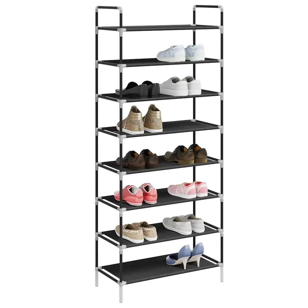 Black Shoe Storage Rack with 8 Shelves