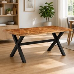 Dining Table Solid Acacia Mango Wood 180x90x76 cm Brown Kitchen Room Furniture