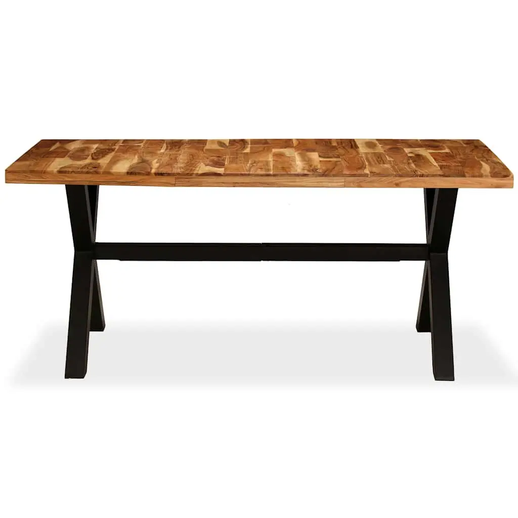 Dining Table Handmade Acacia Mango Wood Brown 180x90x76 cm with Steel Legs