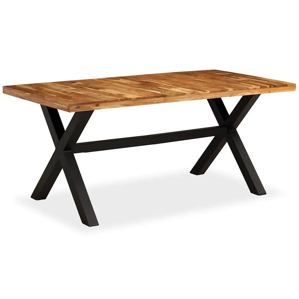 Dining Table Handmade Acacia Mango Wood Brown 180x90x76 cm with Steel Legs