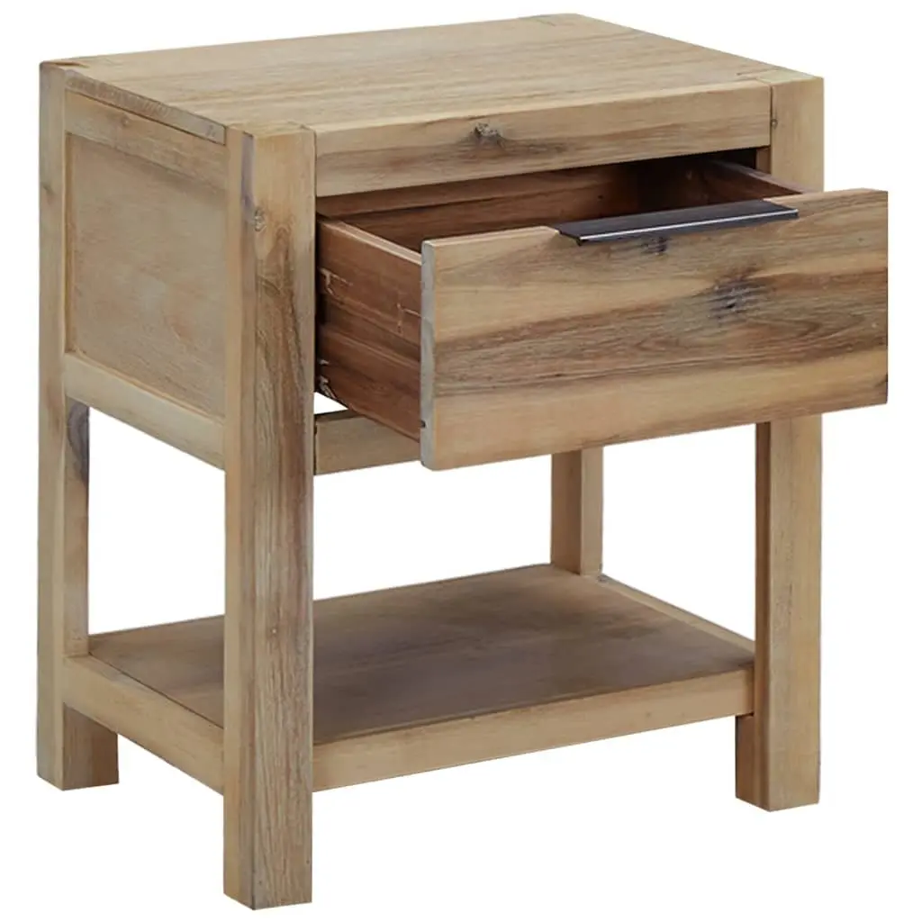 Bedside Table Nightstand with Drawer Solid Wood Brown Bedroom Furniture 40x30x48