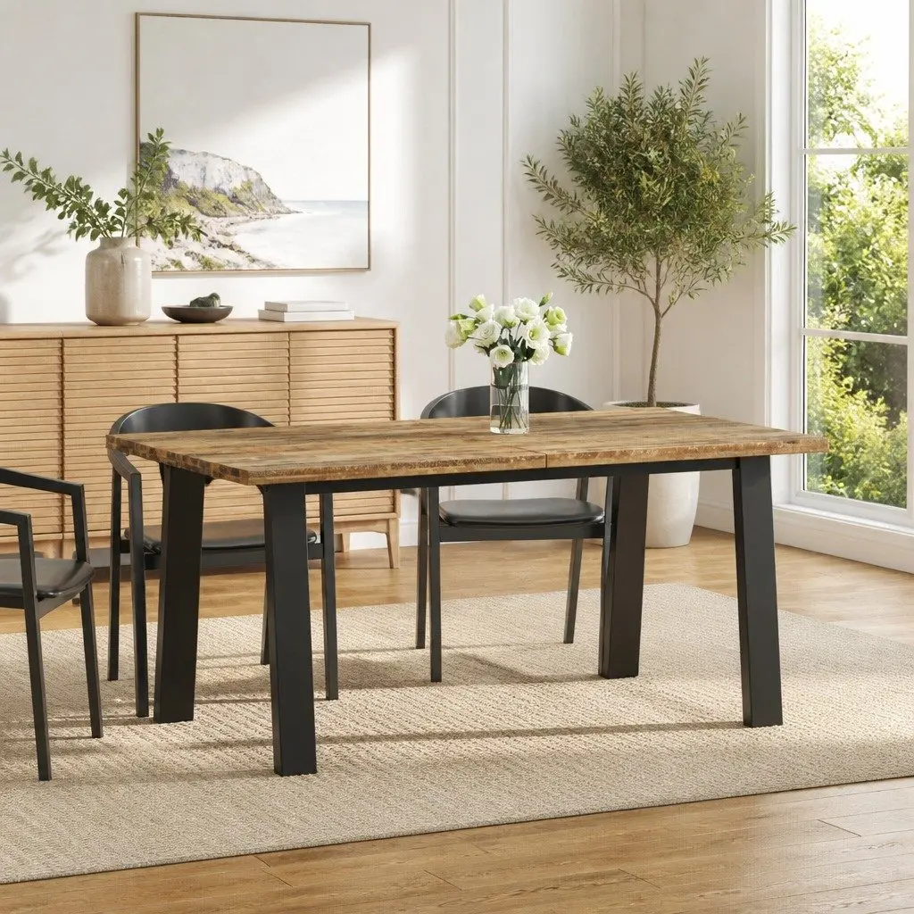 Dining Table Solid Acacia Wood 170x90x75 cm Brown Industrial Style