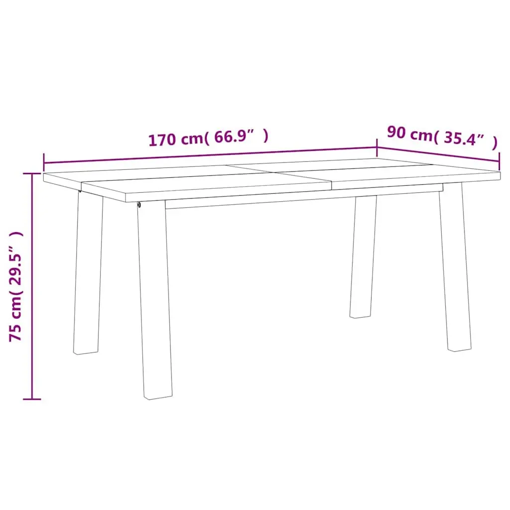 Dining Table Solid Acacia Wood 170x90x75 cm Brown Industrial Style