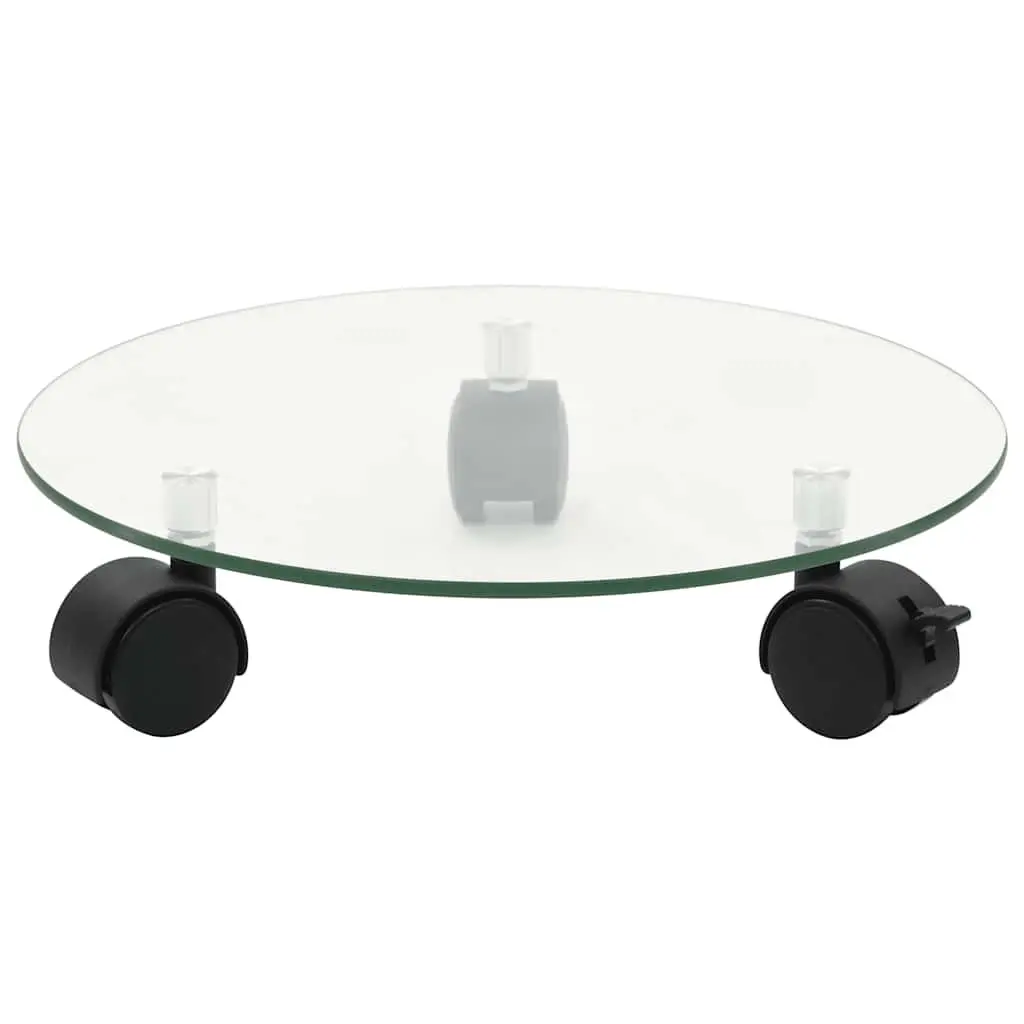 Plant Rollers 28cm Round Transparent Tempered Glass 360 Degree Rotatable Lockable 2 Piece