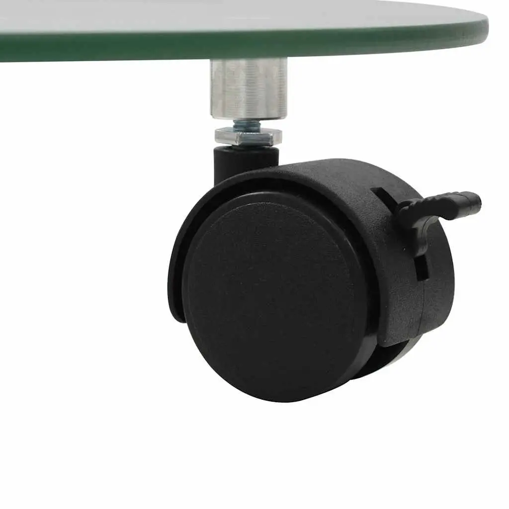 Plant Rollers 28cm Round Transparent Tempered Glass 360 Degree Rotatable Lockable 2 Piece