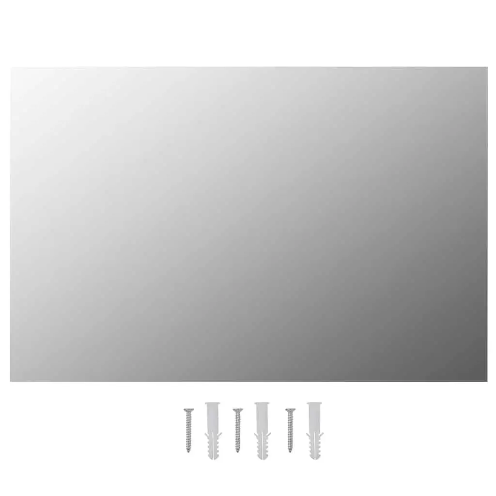 Silver Glass Rectangular Mirror 60x40 cm for Home Bedroom Living Room Decor
