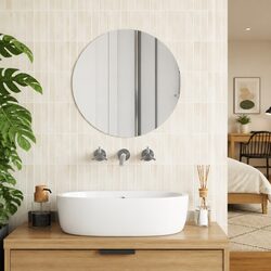 Round Wall Mirror 50cm Diameter Glass Silver Modern Minimalist Home Decor