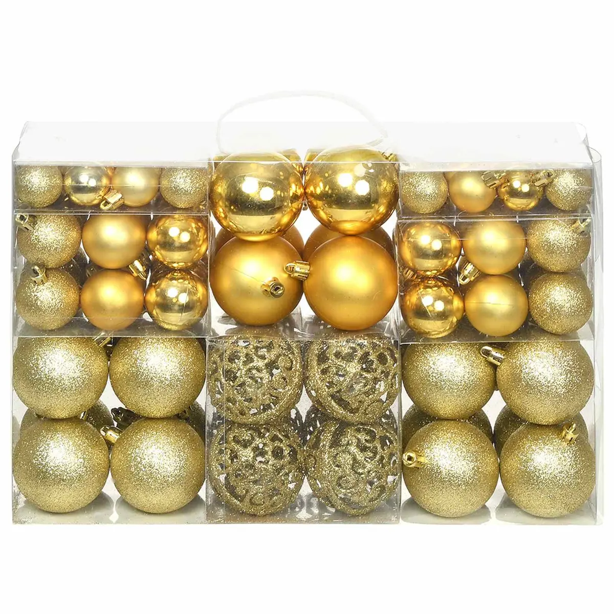 Christmas Ball Ornaments Set Shatterproof Plastic 3cm 4cm 6cm Gold