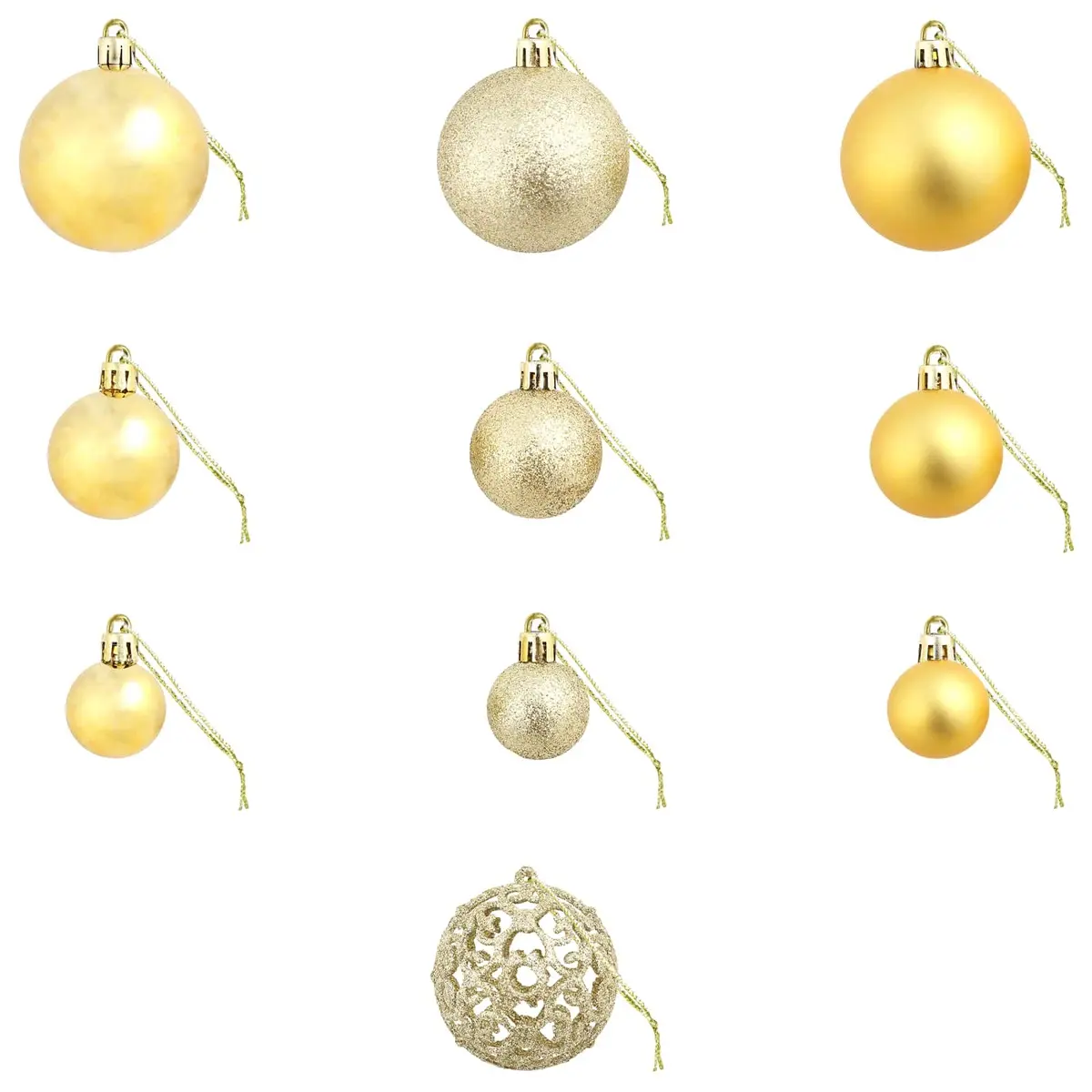 Christmas Ball Ornaments Set Shatterproof Plastic 3cm 4cm 6cm Gold