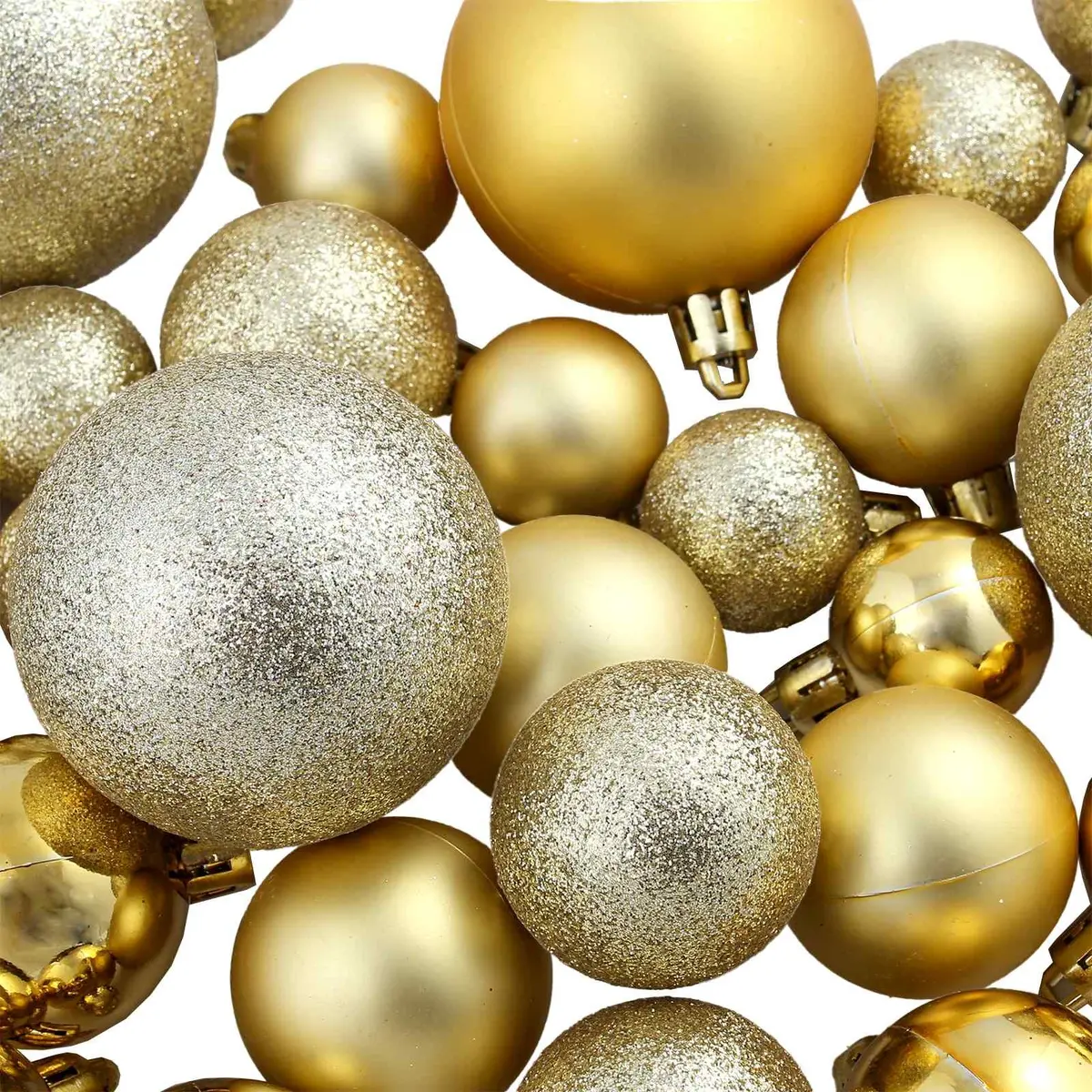 Christmas Ball Ornaments Set Shatterproof Plastic 3cm 4cm 6cm Gold