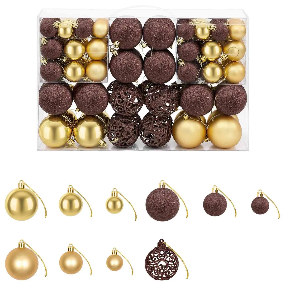 Christmas Ball Ornaments Set Shatterproof Plastic 3cm 4cm 6cm Multicolour