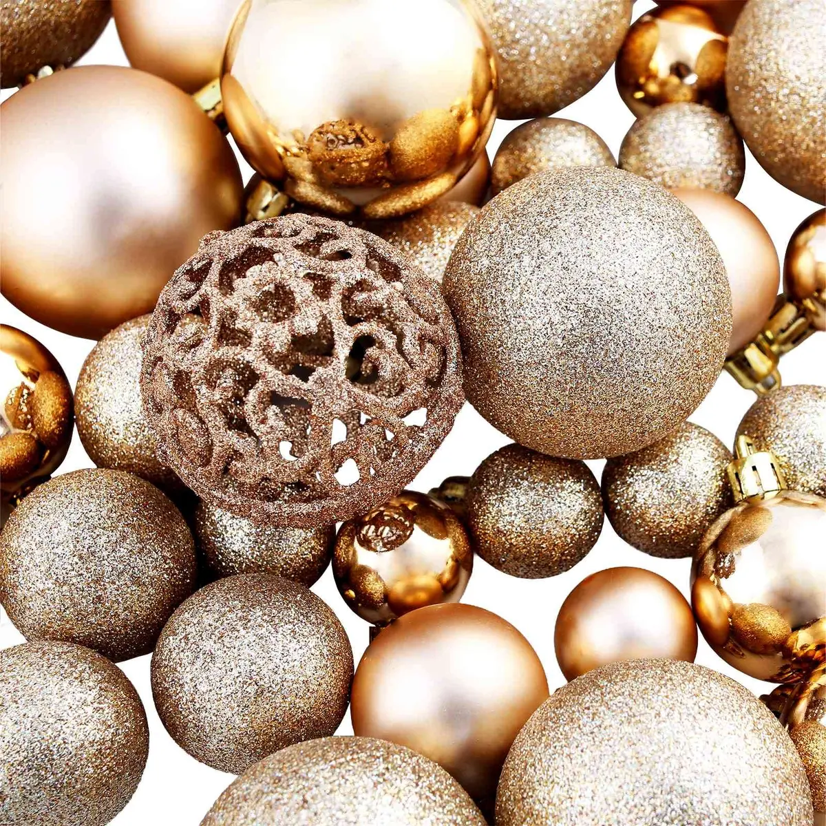 Christmas Ball Ornament Set Shatterproof Plastic 3cm 4cm 6cm Rose Gold