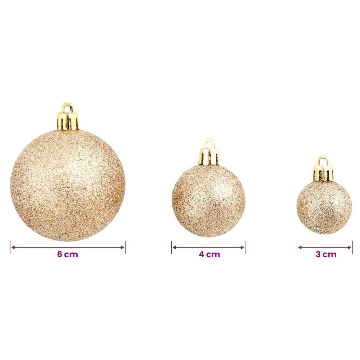 Christmas Ball Ornament Set Shatterproof Plastic 3cm 4cm 6cm Rose Gold