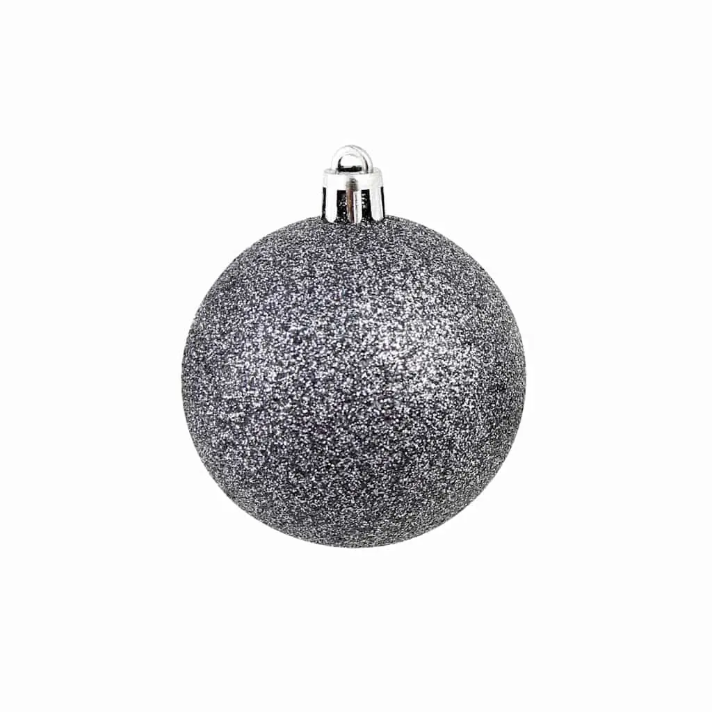 Christmas Bauble Ornament Set Shatterproof White Grey 3cm 4cm 6cm Plastic 100 Piece