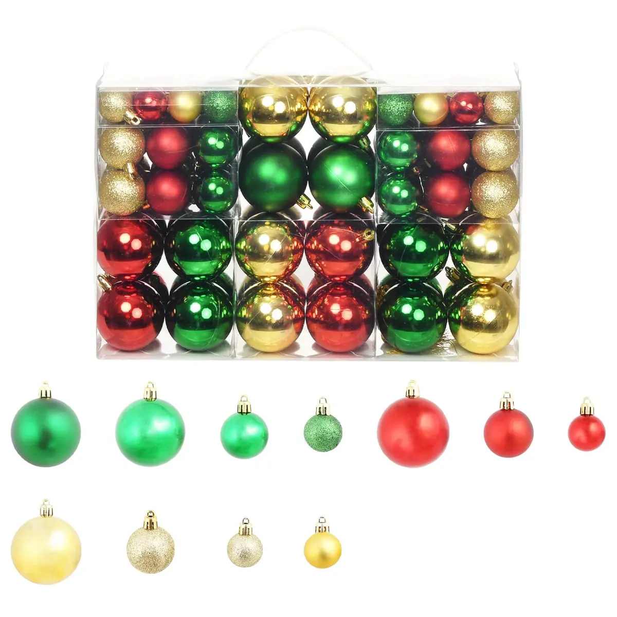 Multicolour Shatterproof Christmas Baubles Tree Ornaments Plastic 100 Piece
