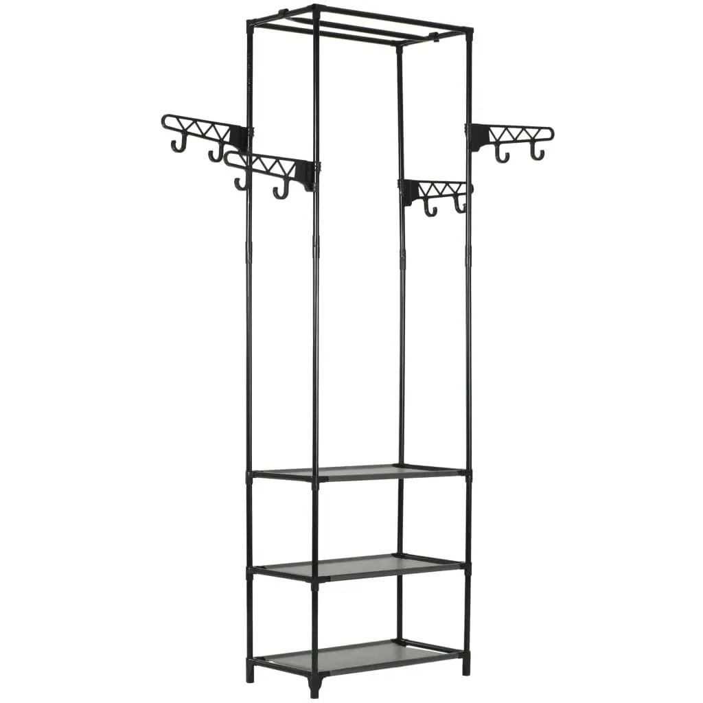 Black Clothes Rack Steel Frame Non-Woven Fabric Shelves Garment Storage
