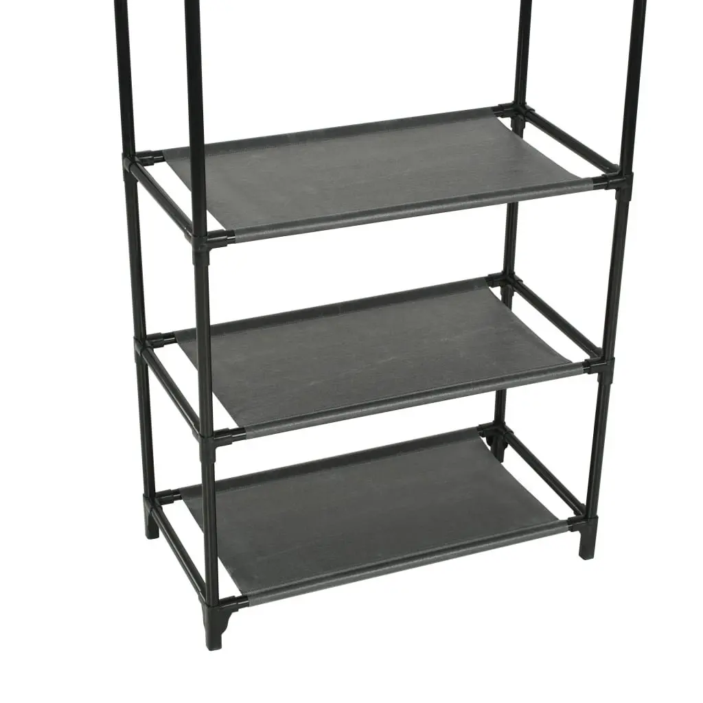 Black Clothes Rack Steel Frame Non-Woven Fabric Shelves Garment Storage