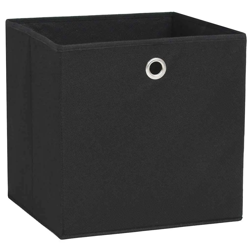 Foldable Storage Boxes Black Fabric Non-Woven Household Organisers 10 Pack 32x32x32cm