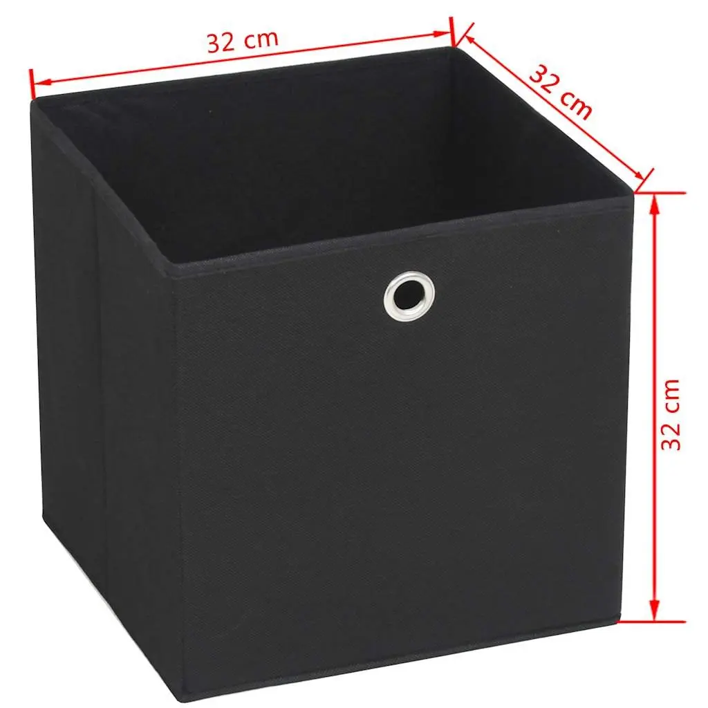 Foldable Storage Boxes Black Fabric Non-Woven Household Organisers 10 Pack 32x32x32cm