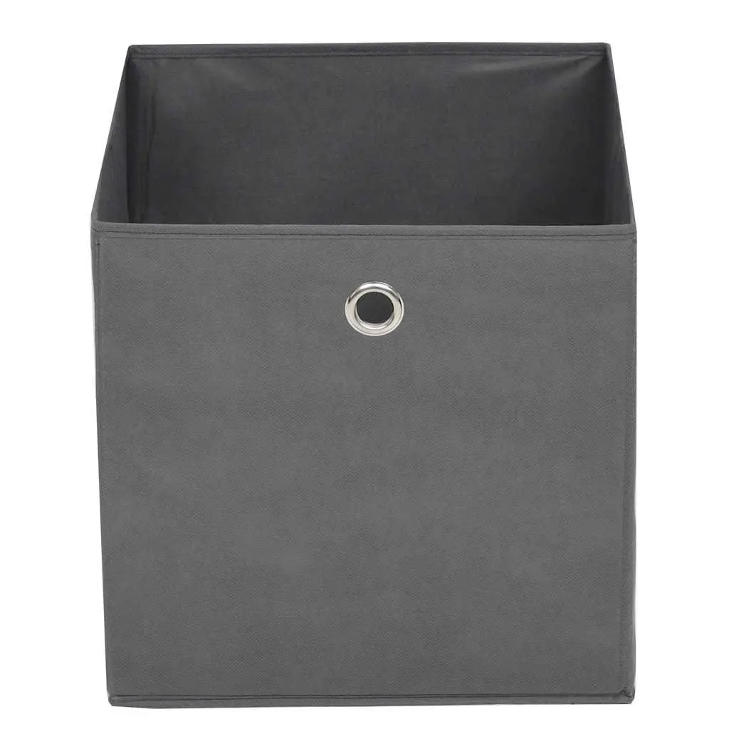 Collapsible Organiser Storage Boxes Non-woven Fabric Grey Set of 10 32x32x32 cm
