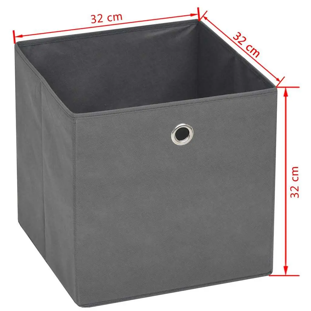 Collapsible Organiser Storage Boxes Non-woven Fabric Grey Set of 10 32x32x32 cm