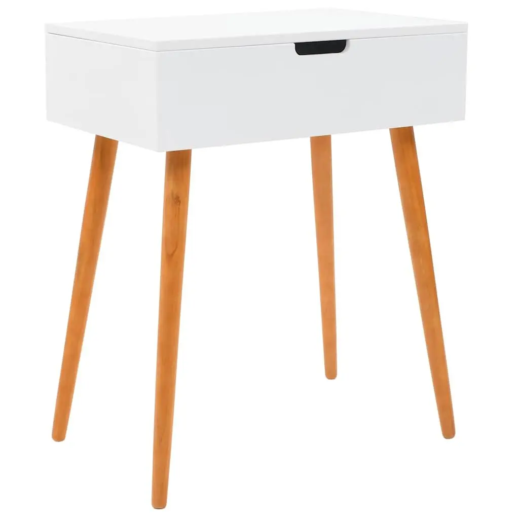 Dressing Table White MDF Mid Century Modern 60x40x75cm with Lift Up Mirror and Jewellery Compartments for Bedroom Vanity Makeup Storage