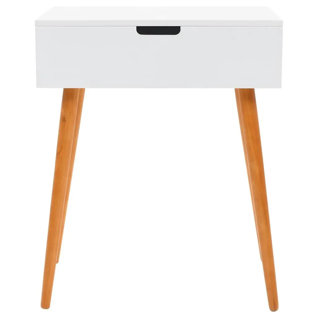 Dressing Table White MDF Mid Century Modern 60x40x75cm with Lift Up Mirror and Jewellery Compartments for Bedroom Vanity Makeup Storage